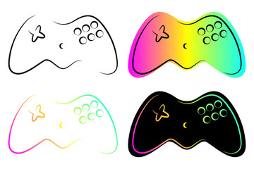 Game console gradient icons set. Modern abstract video game symbols. Vector illustration isolated on background.