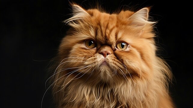 Studio portrait of a persian cat with suspicious expression