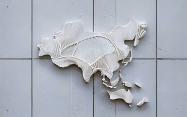 Continent of Asia in a solid shade, with the landmass outlined in white. The background is a clean, canvas, highlighting the simplicity and elegance of the design - obrazy, fototapety, plakaty