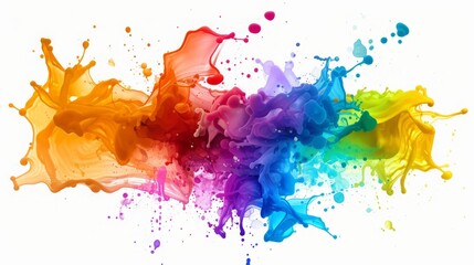 Fototapeta premium Multicolored splash on white background. Suitable for desktop wallpaper.