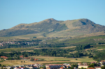 Fototapeta na wymiar View of the Serra do Larouco from the village of Montalegre. Terra de Barroso, Northern Portugal.