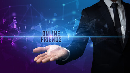 Hand holding social media related inscription