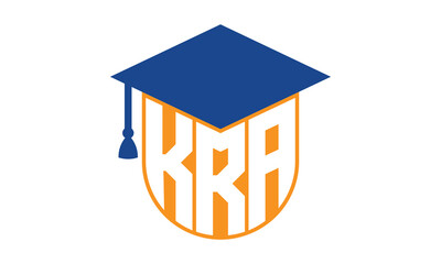 KRA initial letter academic logo design vector template. school college logo, university logo, graduation cap logo, institute logo, educational logo, library logo, teaching logo, book shop, varsity - obrazy, fototapety, plakaty