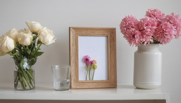 Aesthetic home decorations, picture frame and flower vases