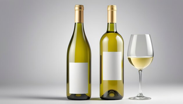 Blank label, white wine bottle beverage packaging and branding