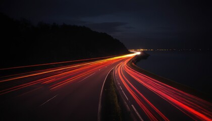 Fototapeta na wymiar Car lights in long exposure effect