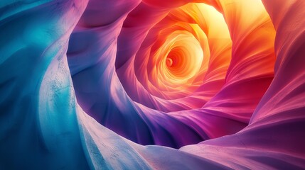 Geometric Spiral That Falls Down Abstract Color