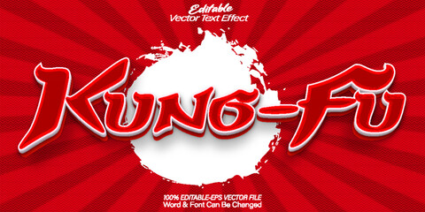 Kung-Fu  Vector Text Effect Editable Alphabet Japan Red Fighter Japanese
