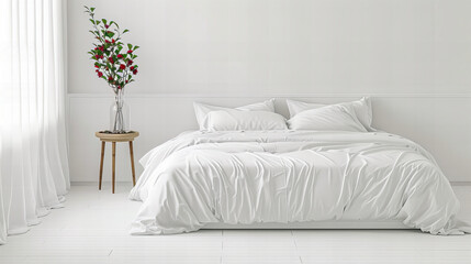 Cozy Bedroom Scene with Soft Bedding and Warm Lighting, Offering a Comfortable and Inviting Atmosphere for Peaceful Rest