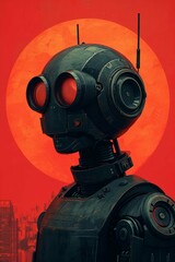 robot retro poster
