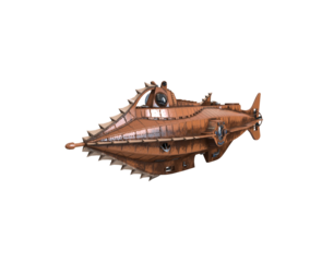 Fantasy Submarine. 3D illustration. Nautilus submarine detailed. 