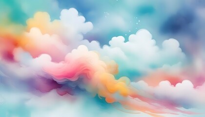 Fototapeta na wymiar Clouds on heaven art watercolour illustration backdrop, AI generated