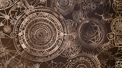 This intricate design showcases enigmatic glyphs brightly drawn on a transparent canvas. Image that can be printed on t-shirts, paintings, hats and bags.