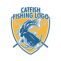 Catfish fishing logo template illustration