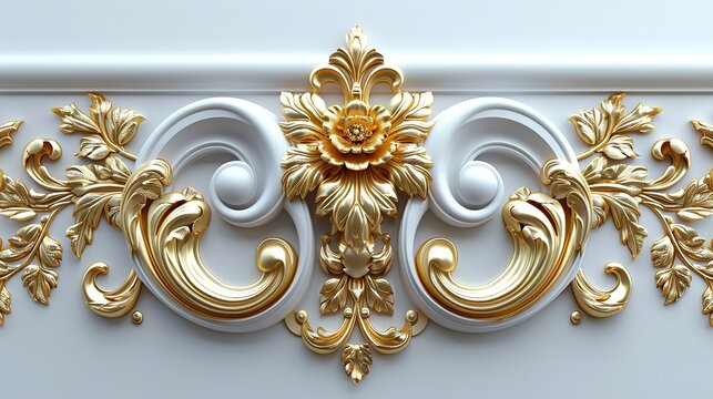 Golden Ornament on White Background 8K Realist