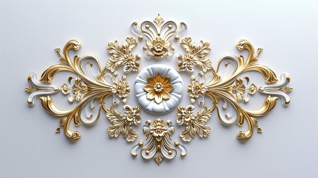 Golden Ornament on White Background 8K Realist