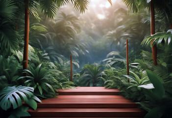 Jungle Tropical Landscape Background stock illustration