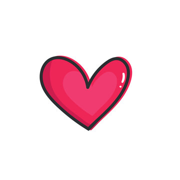 Simple doodle heart. Hand drawn heart shaped contour. Vector illustration