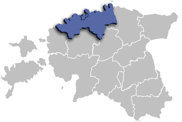 HARJUMAA COUNTY OR DEPARTMENT MAP STATE OF ESTONIA 3D ISOMETRIC MAP