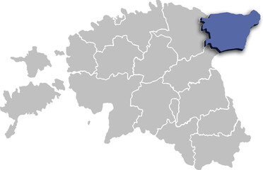 IDA VIRUMAA COUNTY OR DEPARTMENT MAP STATE OF ESTONIA 3D ISOMETRIC MAP