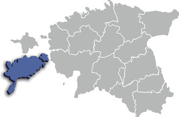 SAREMAA COUNTY OR DEPARTMENT MAP STATE OF ESTONIA 3D ISOMETRIC MAP