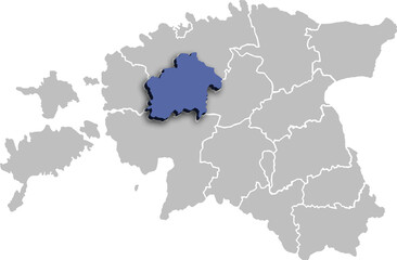 RAPLAMAA COUNTY OR DEPARTMENT MAP STATE OF ESTONIA 3D ISOMETRIC MAP
