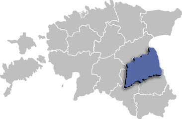 Obraz premium TARTUMAA COUNTY OR DEPARTMENT MAP STATE OF ESTONIA 3D ISOMETRIC MAP