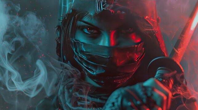 Mysterious hooded silent rogue assassin female