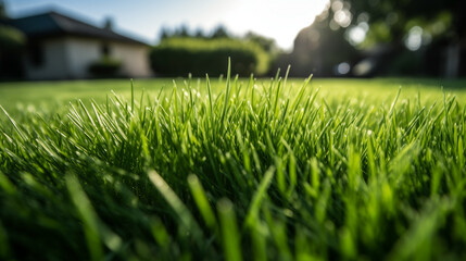 green lawn, healthy lawn, zoomed in, macro