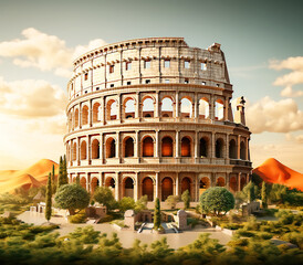 Colosseum Italy Architecture Landscape for Travel Tourism Poster