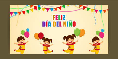 Vector illustration of Spain Children's Day social media feed template