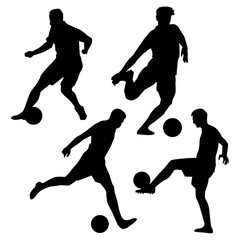 Collection of black silhouettes of soccer players.