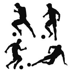 soccer players flat design silhouette vector illustrationsports silhouettes,sports background,player,ball,sport,football