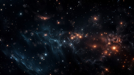 Fototapeta premium Image depicts space packed with numerous stars and interstellar dust. Stars shine brightly against backdrop of dark expanse, while dust particles add depth and dimension to scene