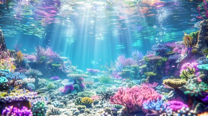 Fototapeta na wymiar Stunning underwater scene featuring tropical seabed and reef
