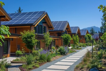 Fototapeta na wymiar Zero energy communities self sustained living spaces with renewable energy sources