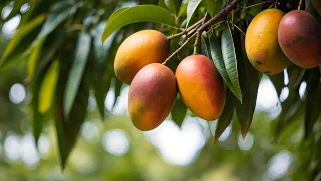 ripe mangos on a tree