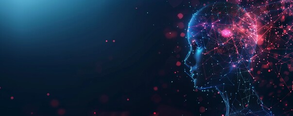 AI chatbot concept background with agent of artificial intelligence model. Abstract code in dark style  wireframe connection in a dark background.