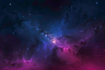 Poster Heelal space background in the form of the waves with lights and purple and blue scary ultra view of the sky backgorund 