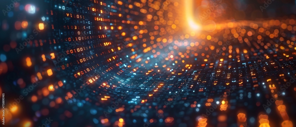 Fototapete The digital transformation concept. The binary code. The programming.