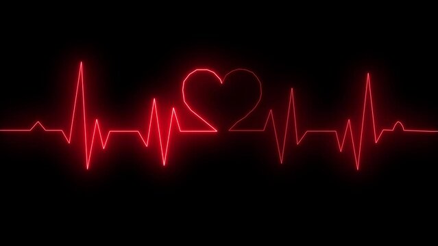 Neon line heartbeat.Seamlessly loop electrocardiogram medical screen with a graph.Heartbeat lines animation background .Health- medicine and human heart concepts. Electrocardiogram.