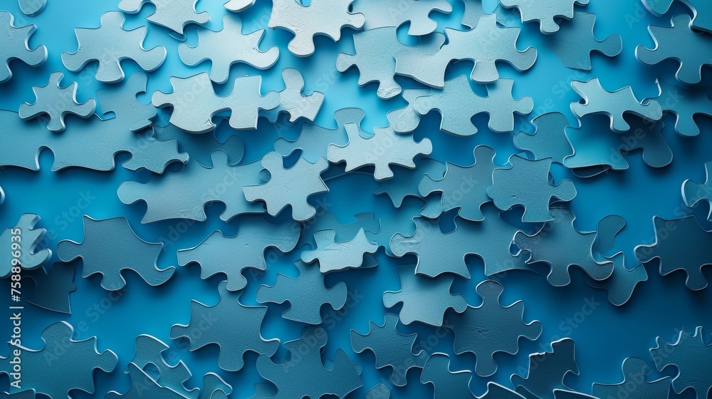 Poster digital puzzle background combining silhouettes of puzzle pieces into a pattern. modern illustration