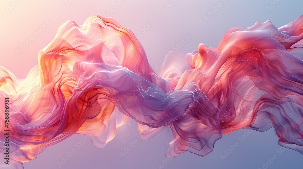 Aufkleber Air flow over a light background. A realistic image of rarefied water moving from a humidifier. A concept of power radiation of air flow...