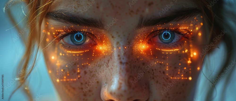 Aufkleber System for facial recognition authentication. Biometric. Security.