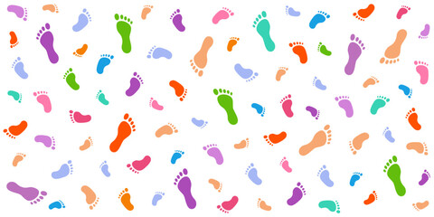 Background with human children's and adults footprint.
