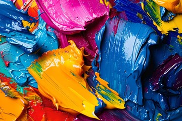 Abstract Canvas with Vivid Paint Splashes, abstract art, vibrant, colorful, close-up
