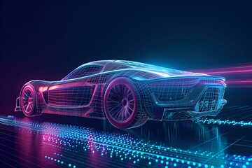 Dynamic Holographic Car Abstract, wireframe, aerodynamic, light, shape