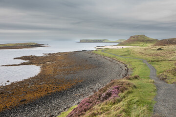 The stony path leading to Coral Beach in Isle of Skye, Scotland.