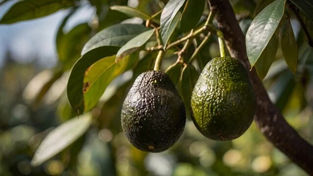 avocado on tree with blur background 