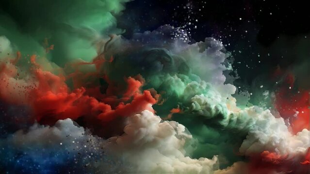 stunning red, green, and white cloud video animation